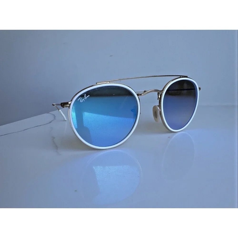Ray-Ban RB3647N Blue Gradient Round Double Bridge Sunglasses Case Included